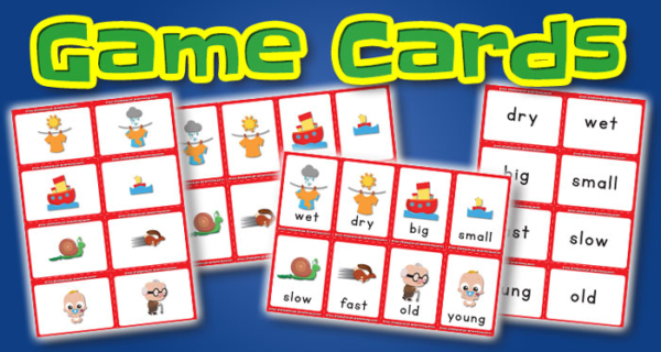 Free 16 Free Opposites Flashcards + Games and Worksheets